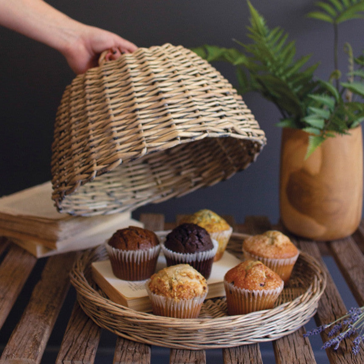 Rustic Rattan Covered Tray