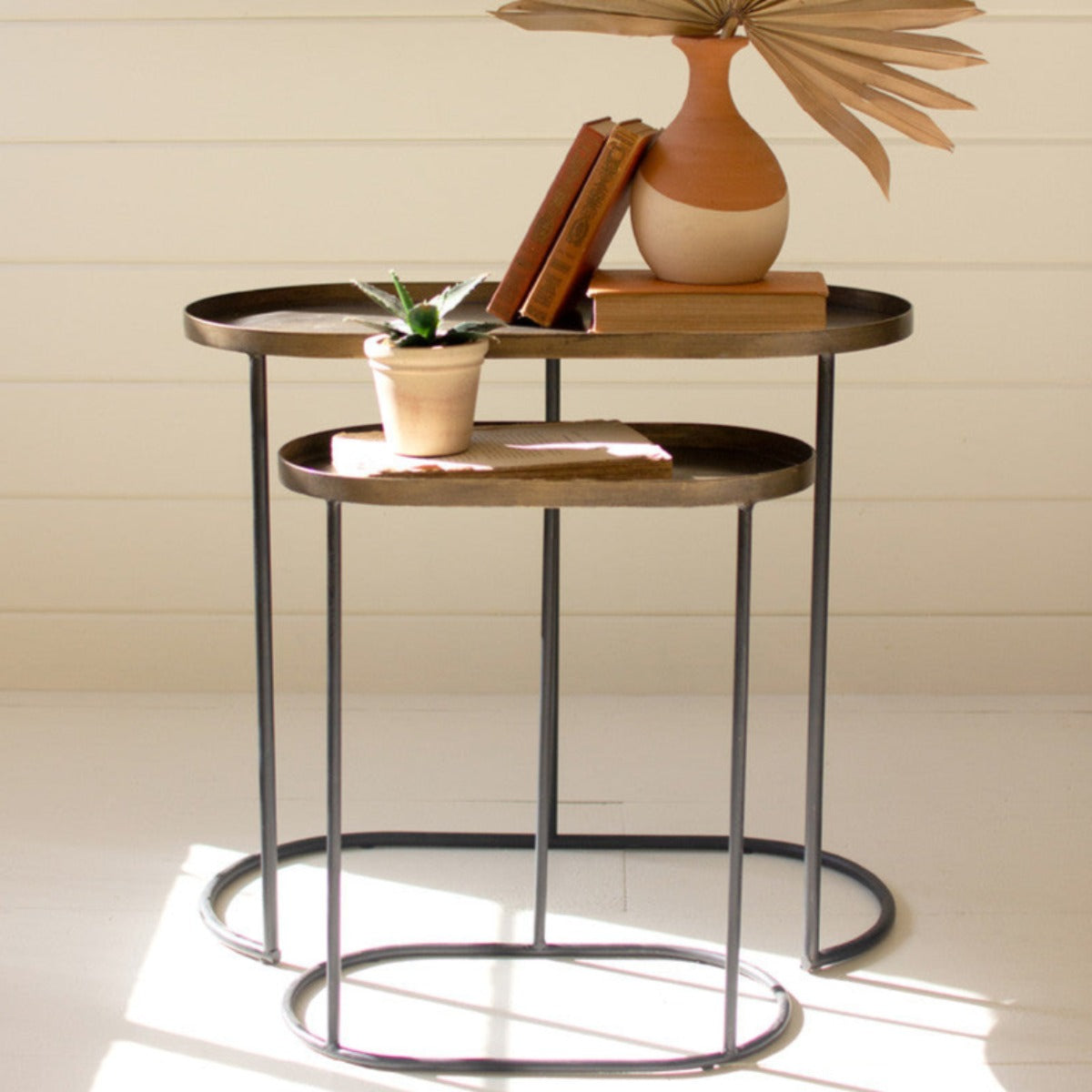 Nested Elegance Brass Accent Tables