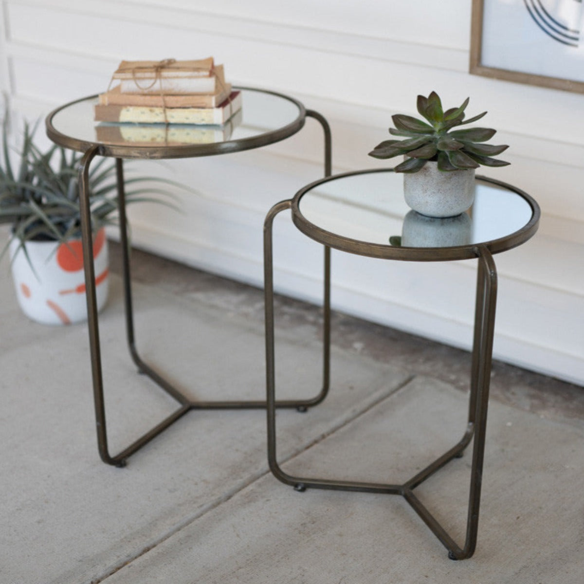 Modern Reflections Metal & Mirror Table Duo