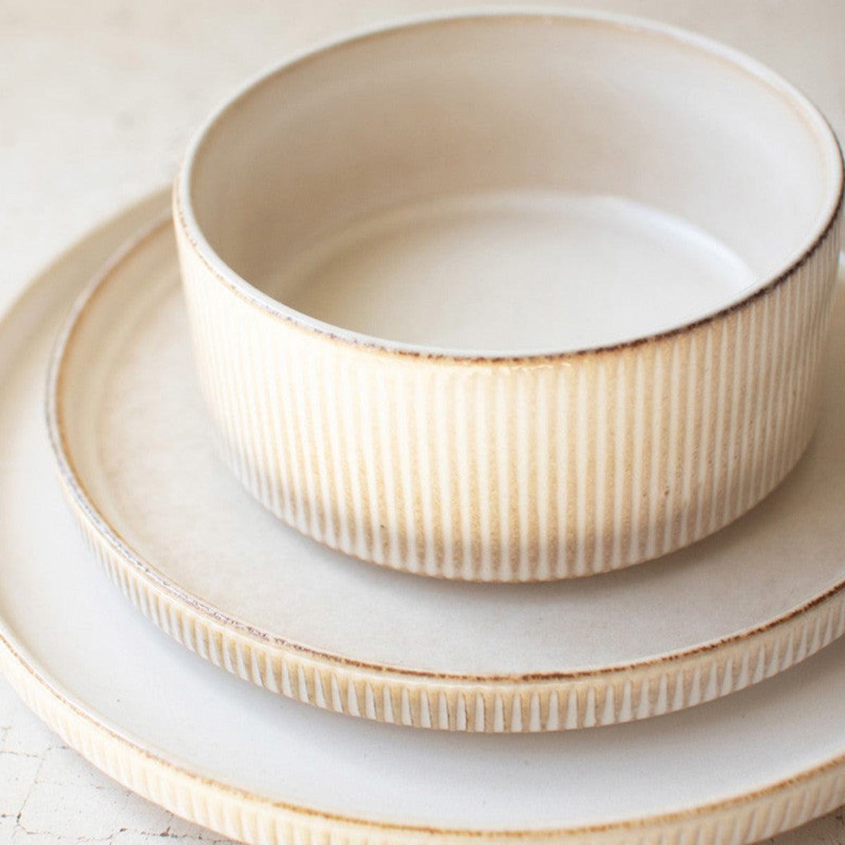 Plate With Ridges Ridges Dinnerware Set - 18 Piece Collection | Elegant Ridged Bowls and ...