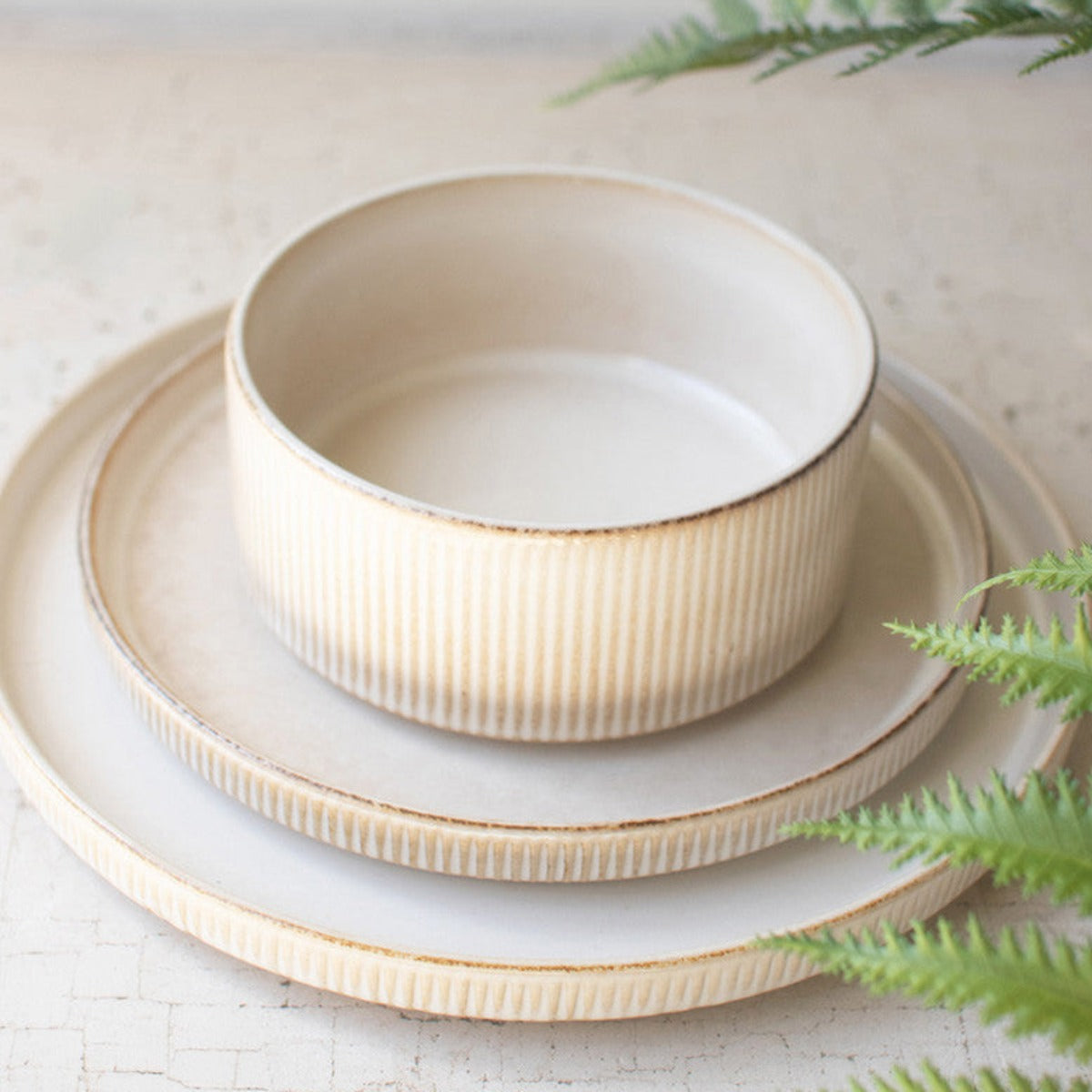 Plate With Ridges Ridges Dinnerware Set - 18 Piece Collection | Elegant Ridged Bowls and ...