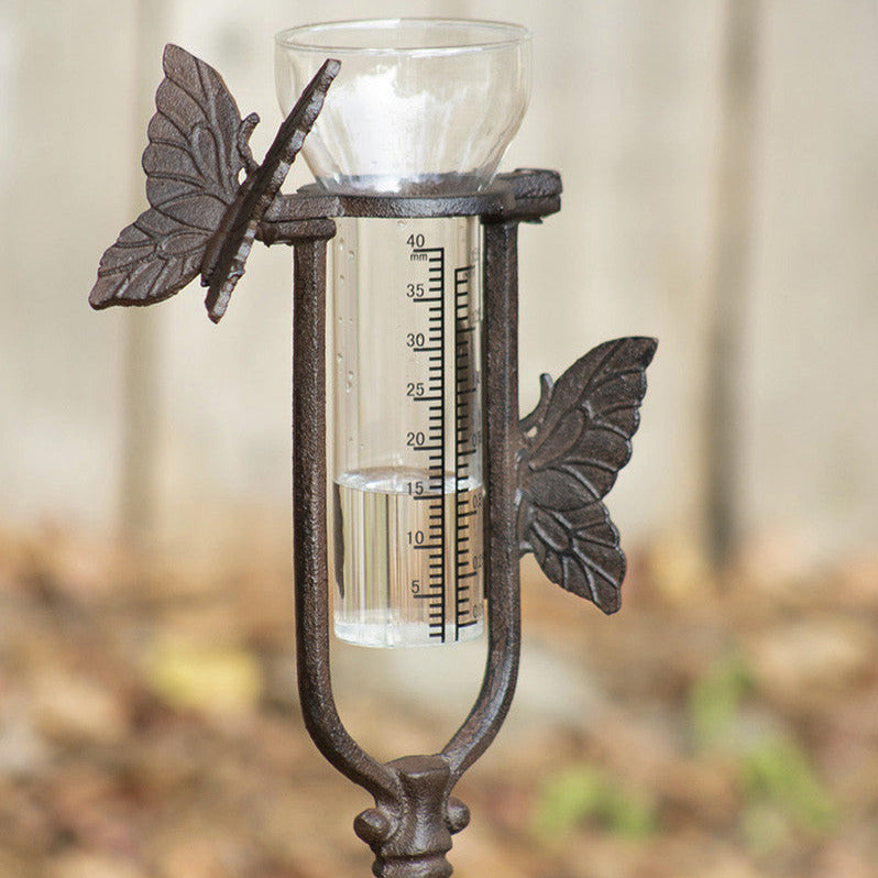 Rustic Butterfly Rain Gauge