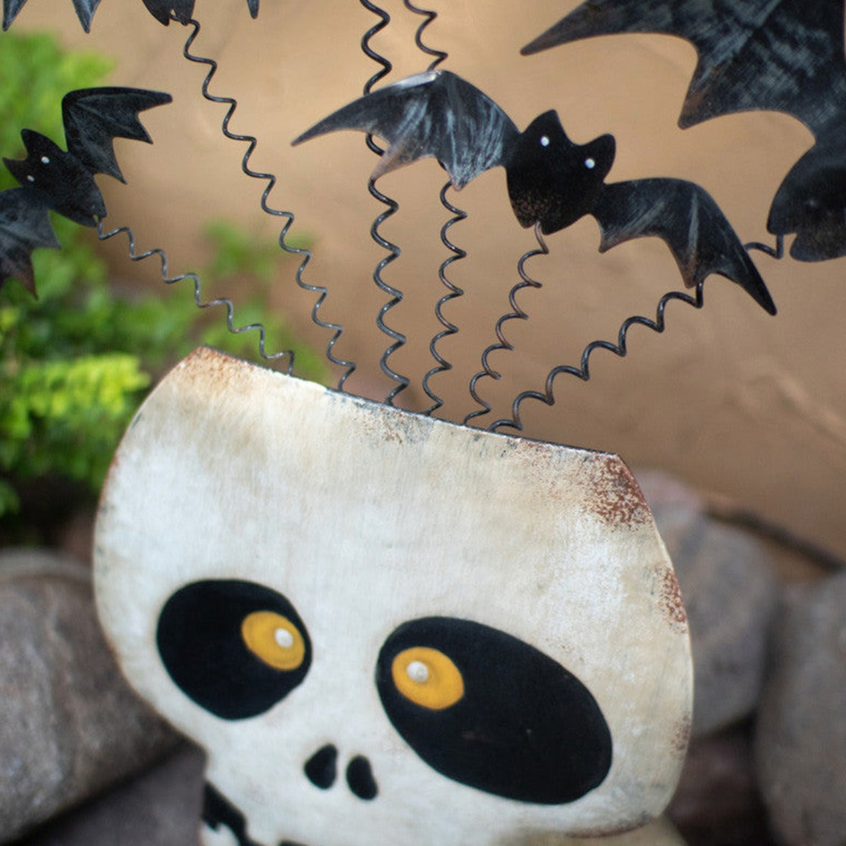 Halloween Skull & Bats Yard Art
