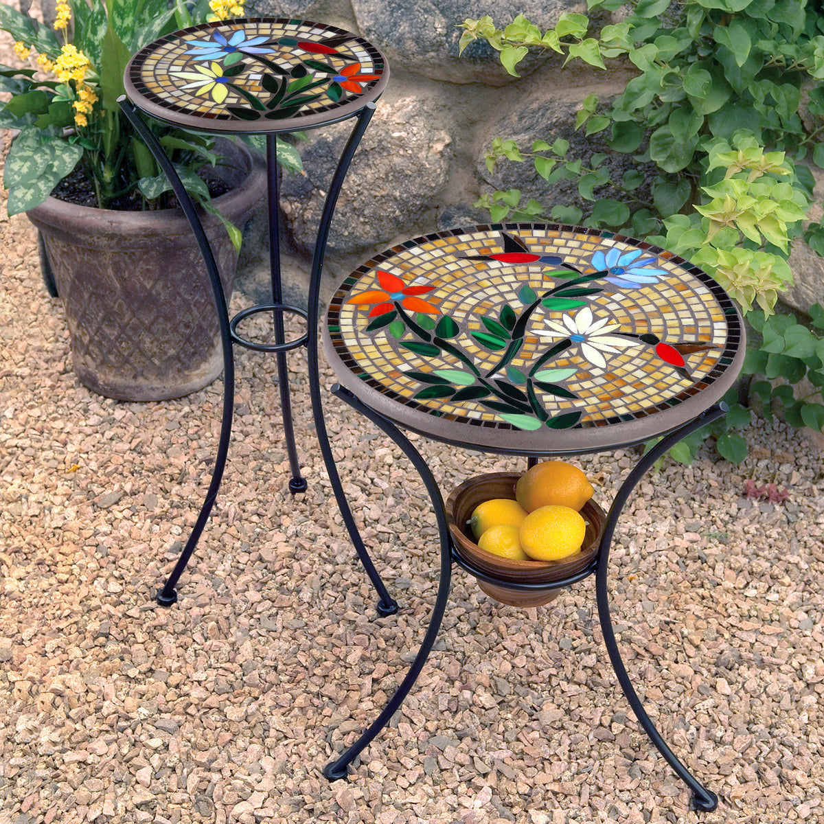 Caramel Hummingbird Mosaic Plant Stands