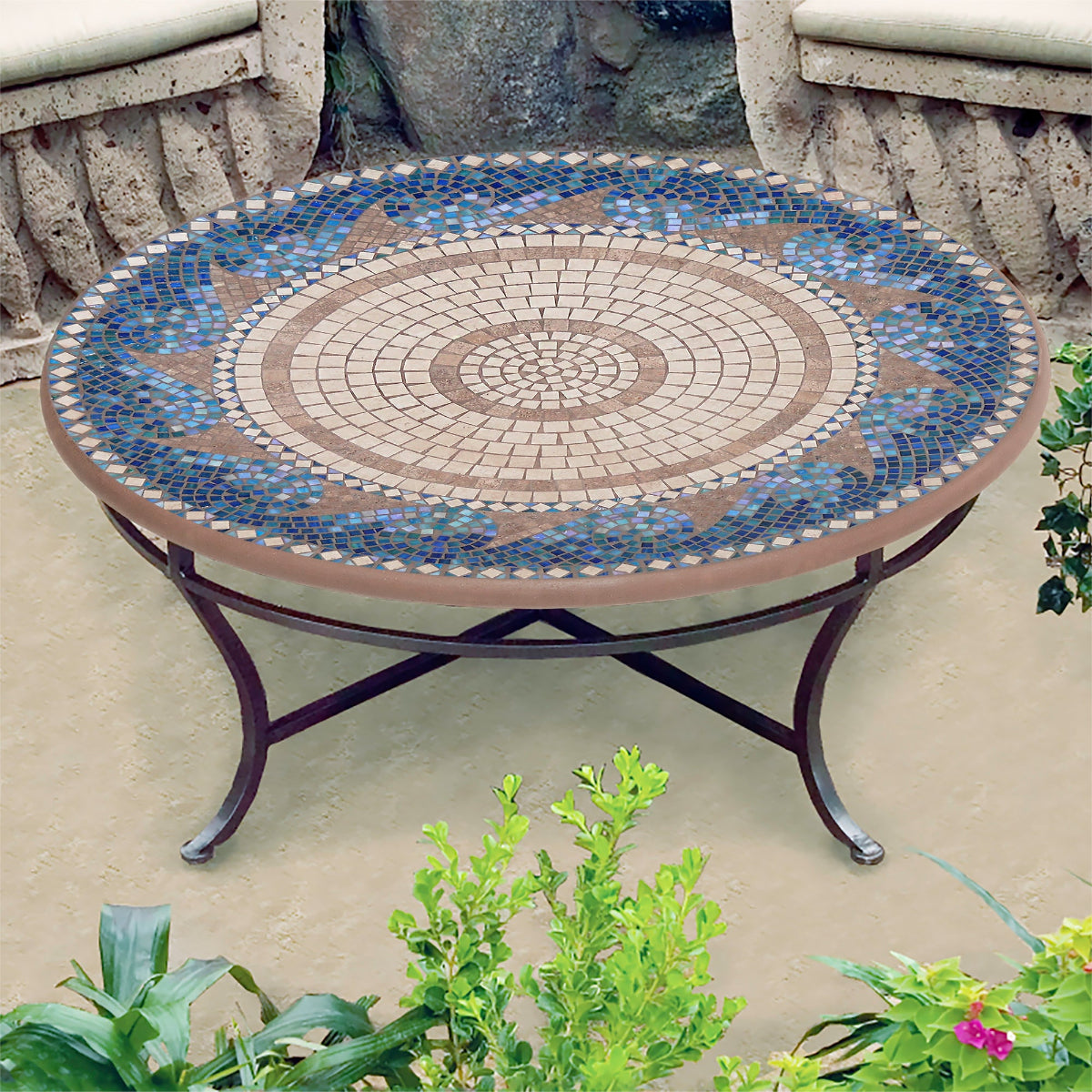 Caribbean Sea Mosaic Coffee Table - Round