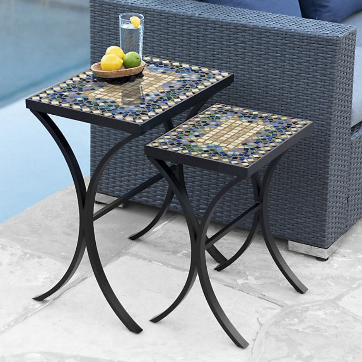 Caribbean Sea Mosaic Nesting Tables