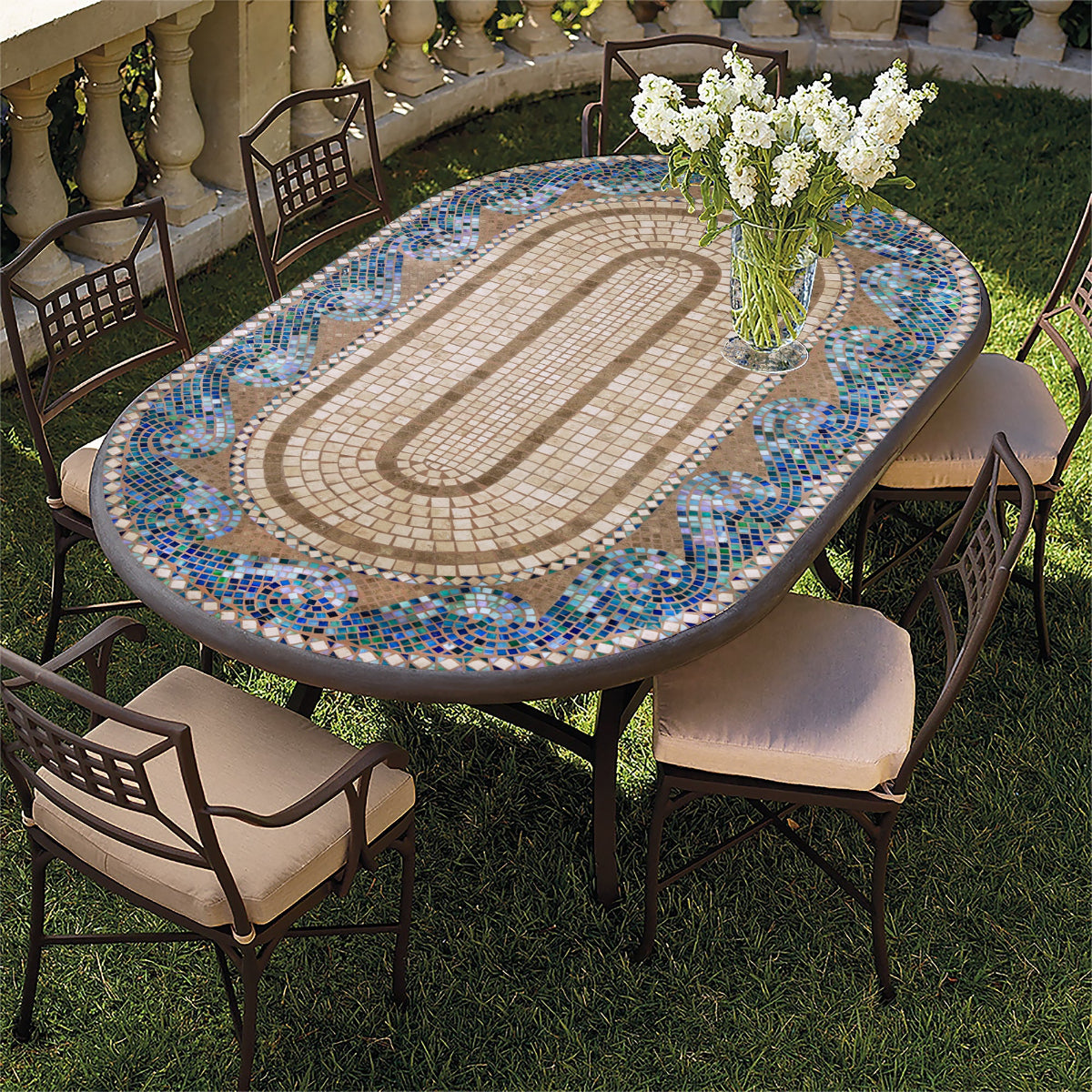 Caribbean Sea Mosaic Oval Bistro Table