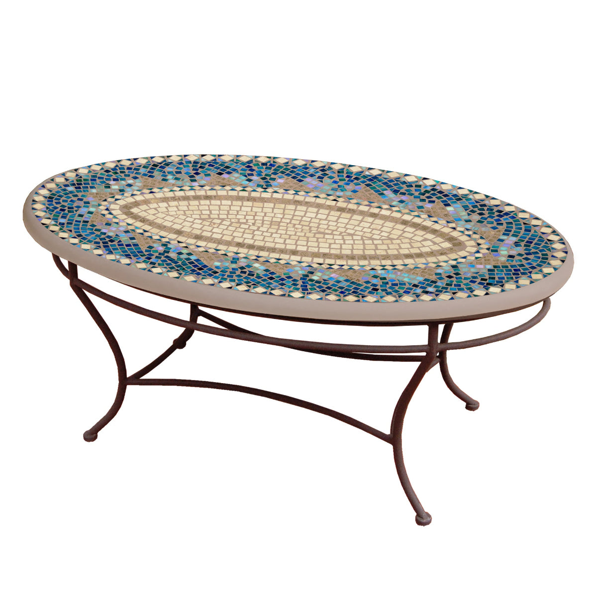 Caribbean Sea Mosaic Oval Coffee Table