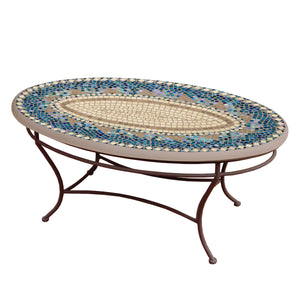 Caribbean Sea Mosaic Oval Coffee Table
