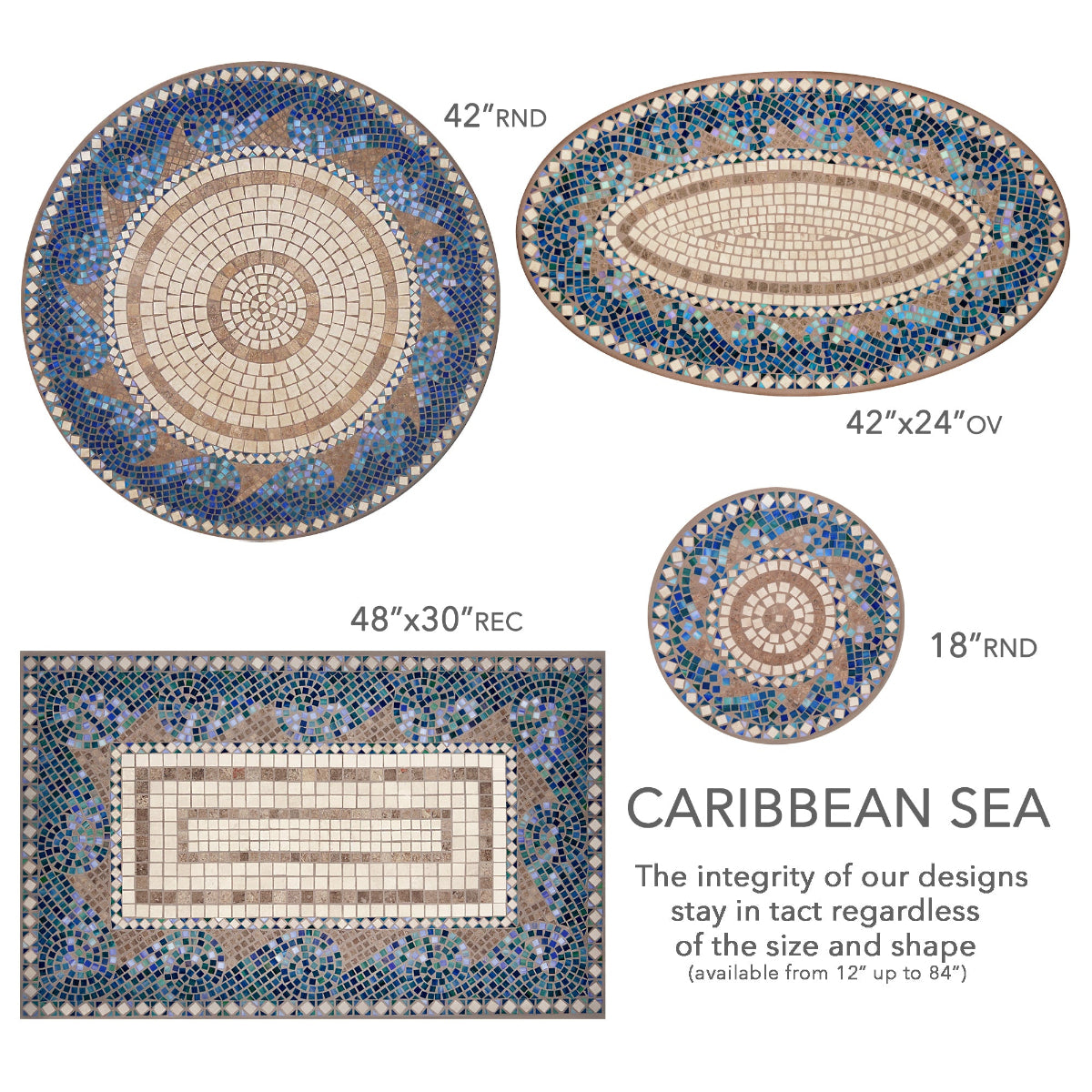 Caribbean Sea Mosaic Table Top Collage