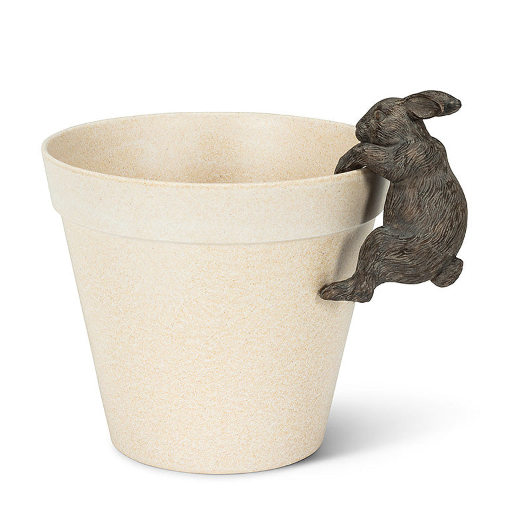 Climbing Bunny Pot Hanger | Antique Brown Rabbit Planter Accent - Iron  Accents