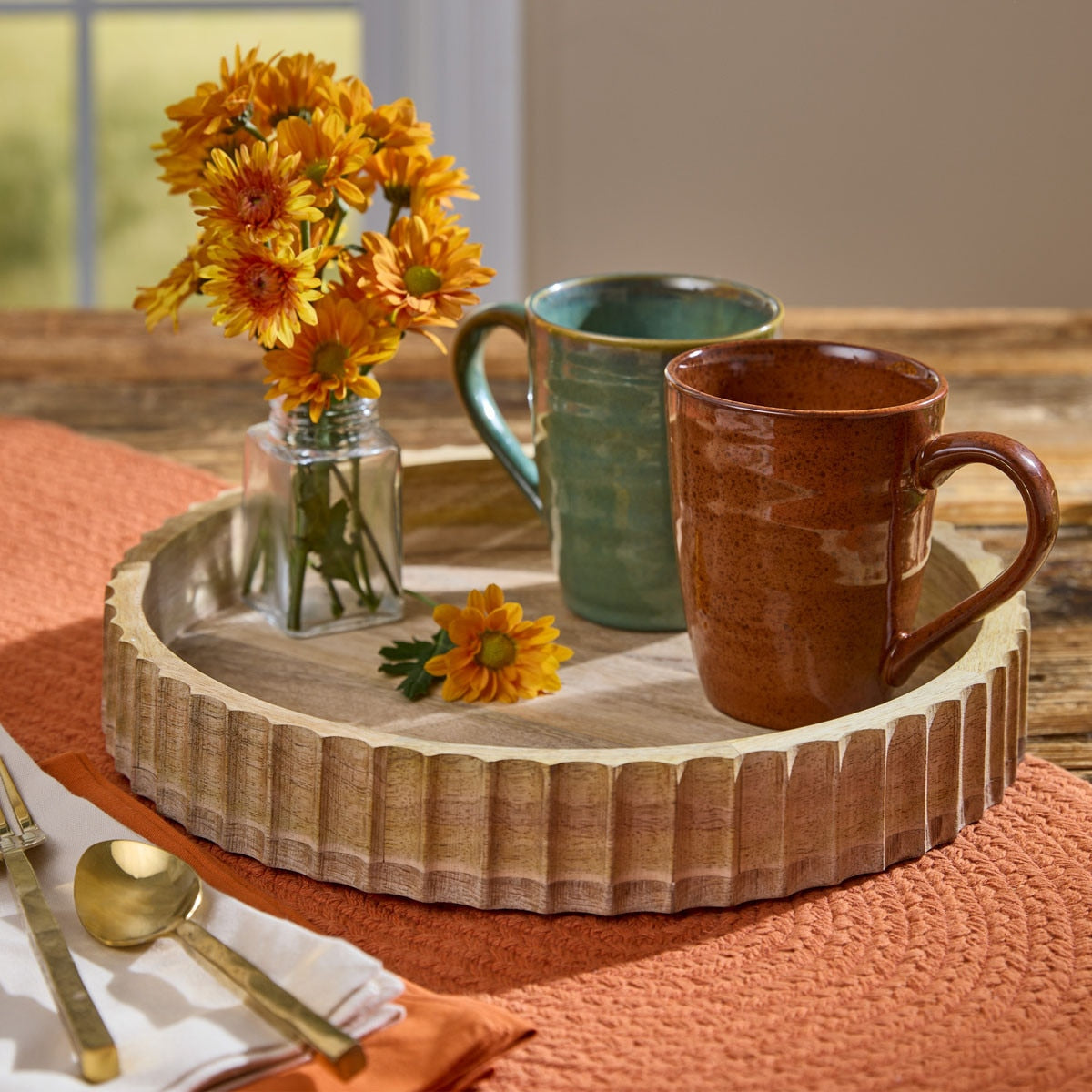 Cottage Grove Fluted Wood Tray