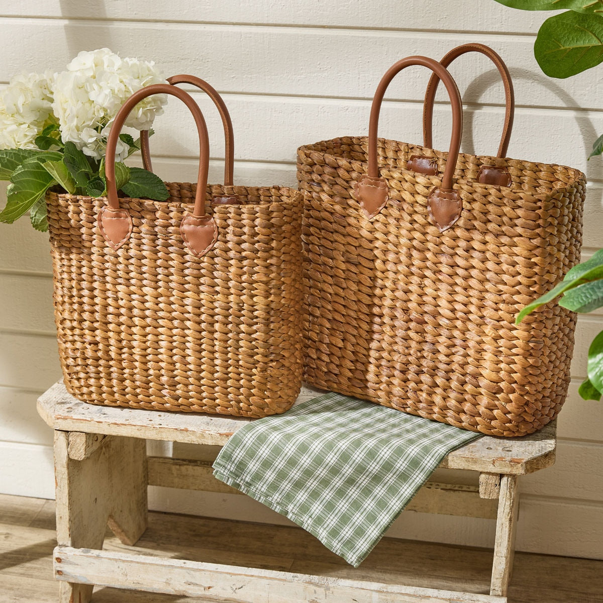 Cottage Market Leather Handle Totes