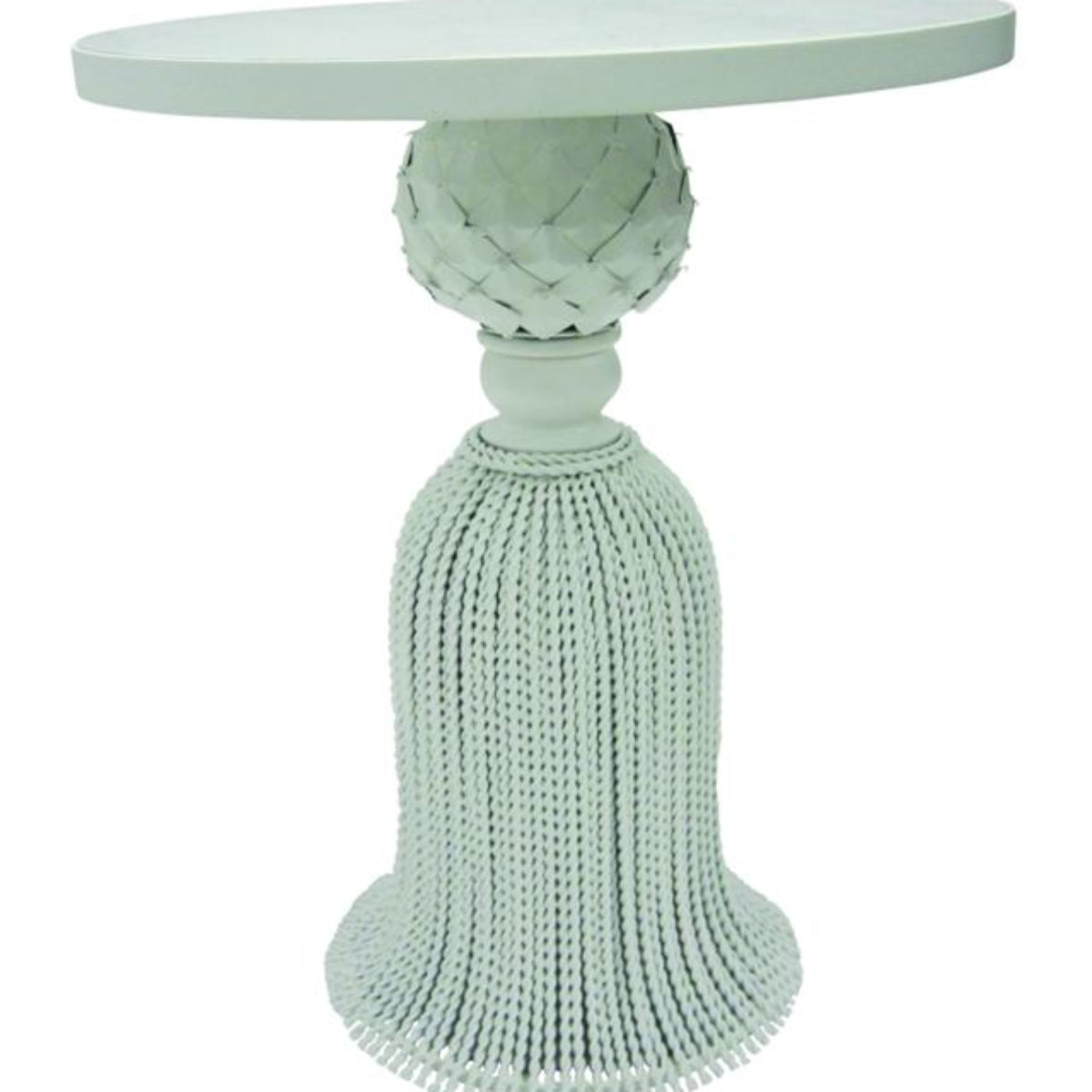 Antique White Tassel Base Side Table