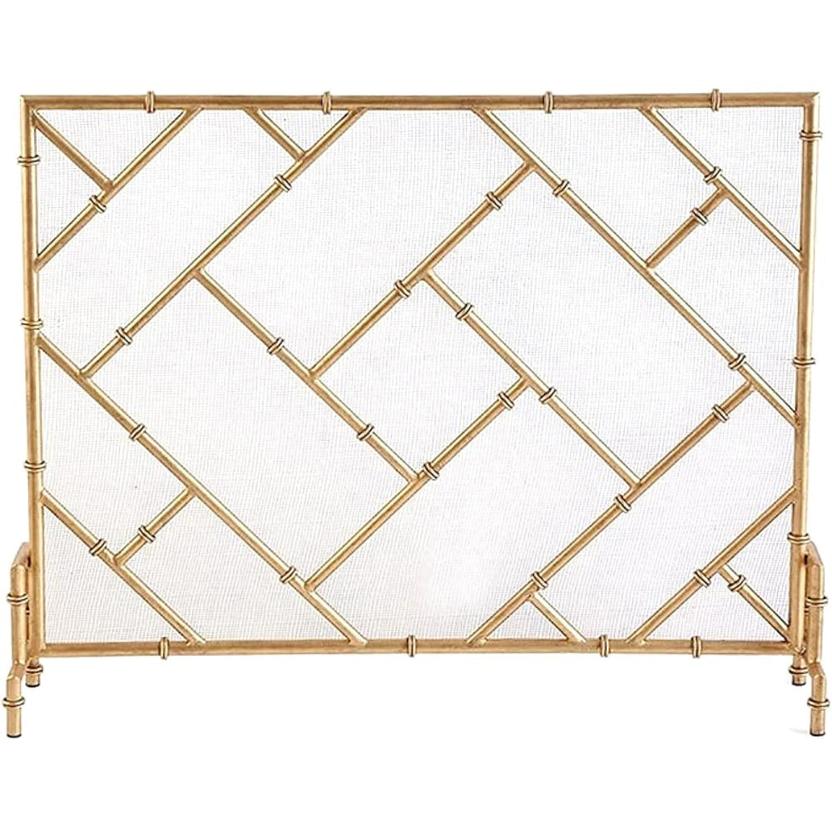 Golden Bamboo Design Fireplace Screen