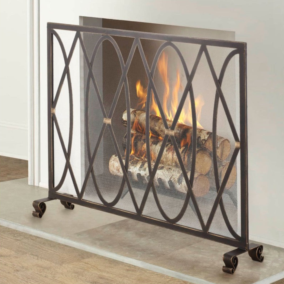 Aureline Oval Lattice Fire Screen