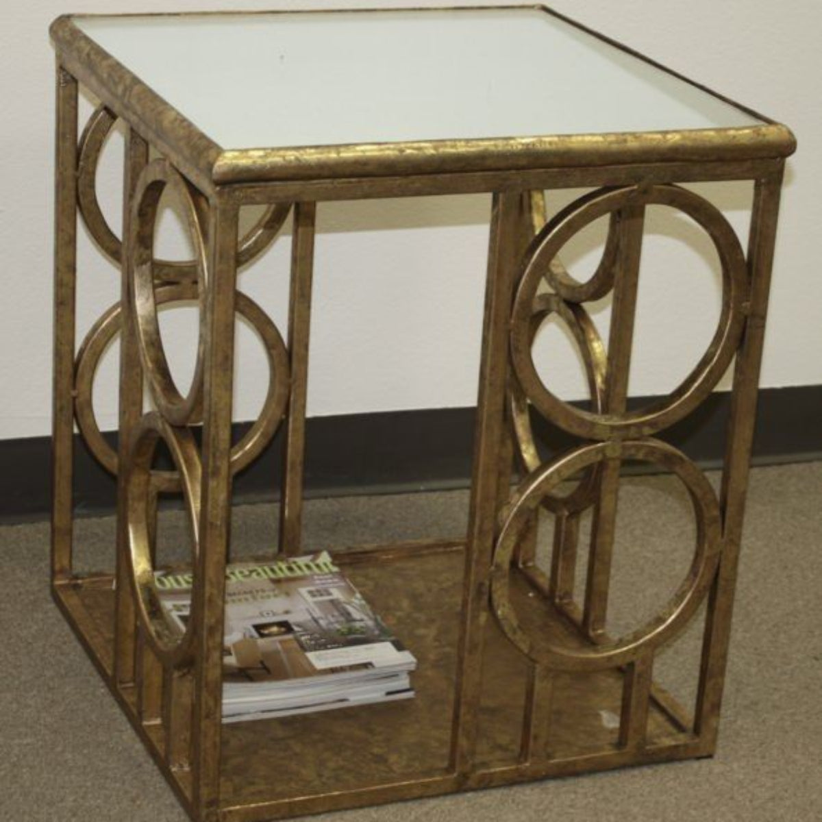 Mid-Century Side Table with Mirrored Top