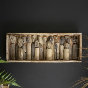 Gathering Spirits" Carved Driftwood Figures Shadowbox - 19"x8"