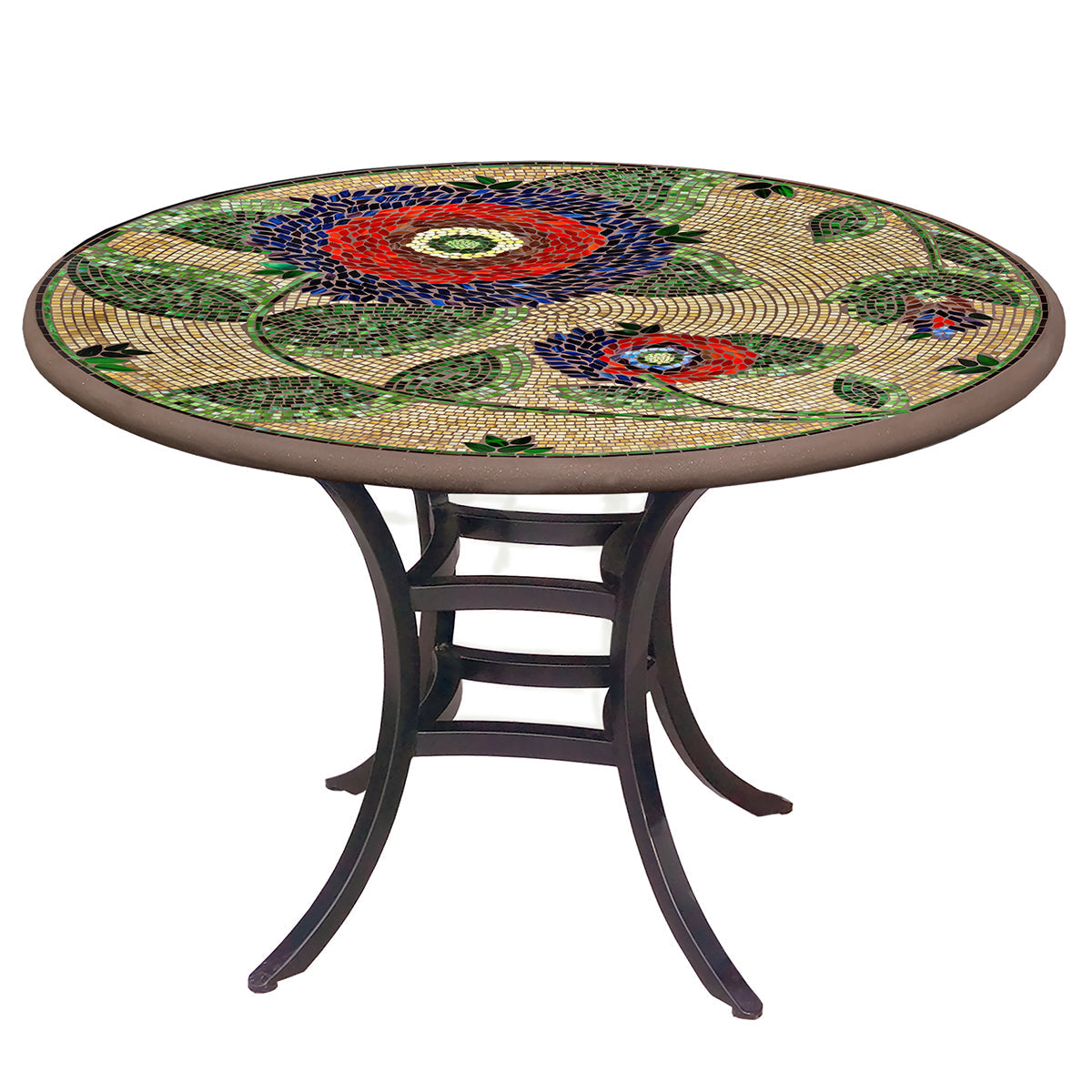 Dahlia Mosaic Patio Table-Iron Accents