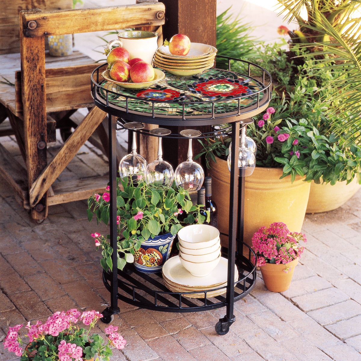 Dahlia Mosaic Serving Cart