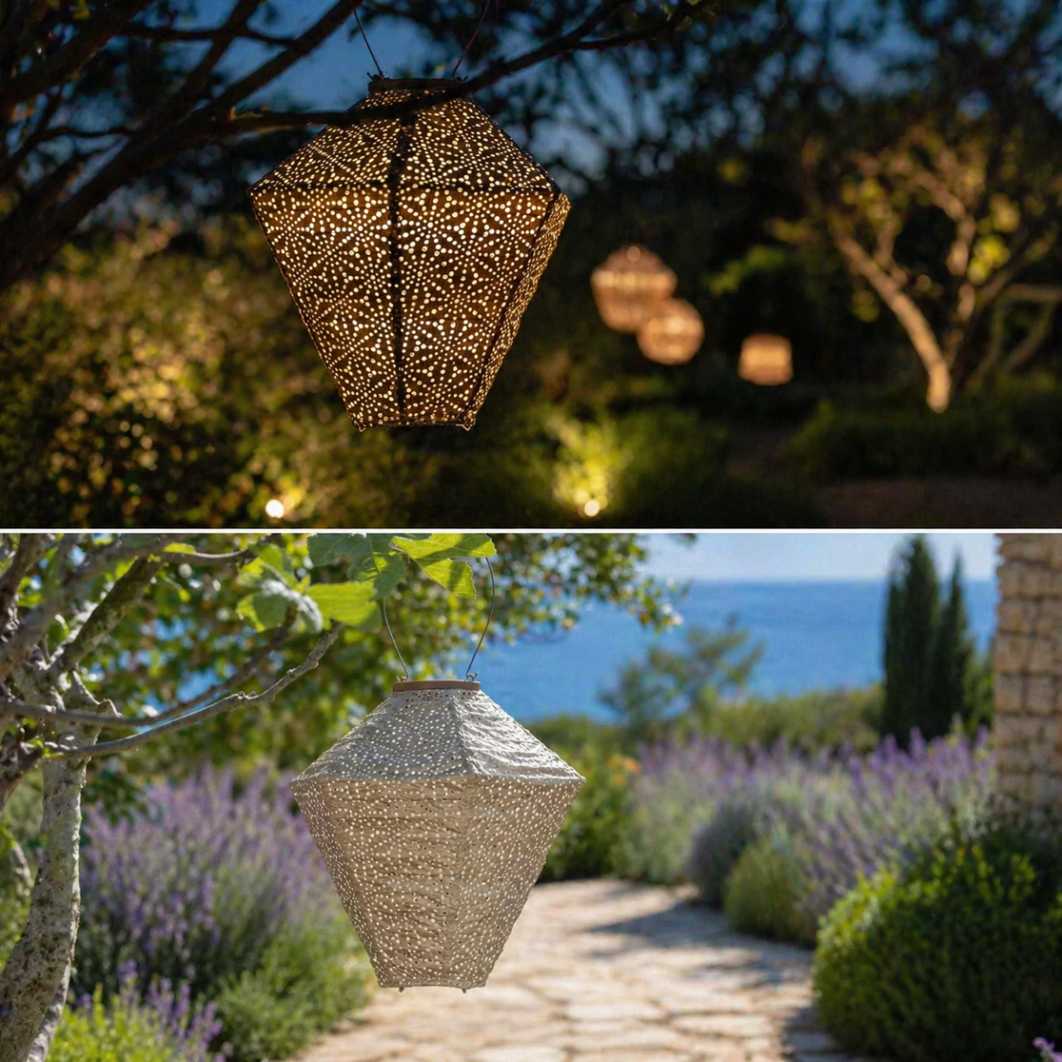 Diamond Sashiko Lantern - Gold