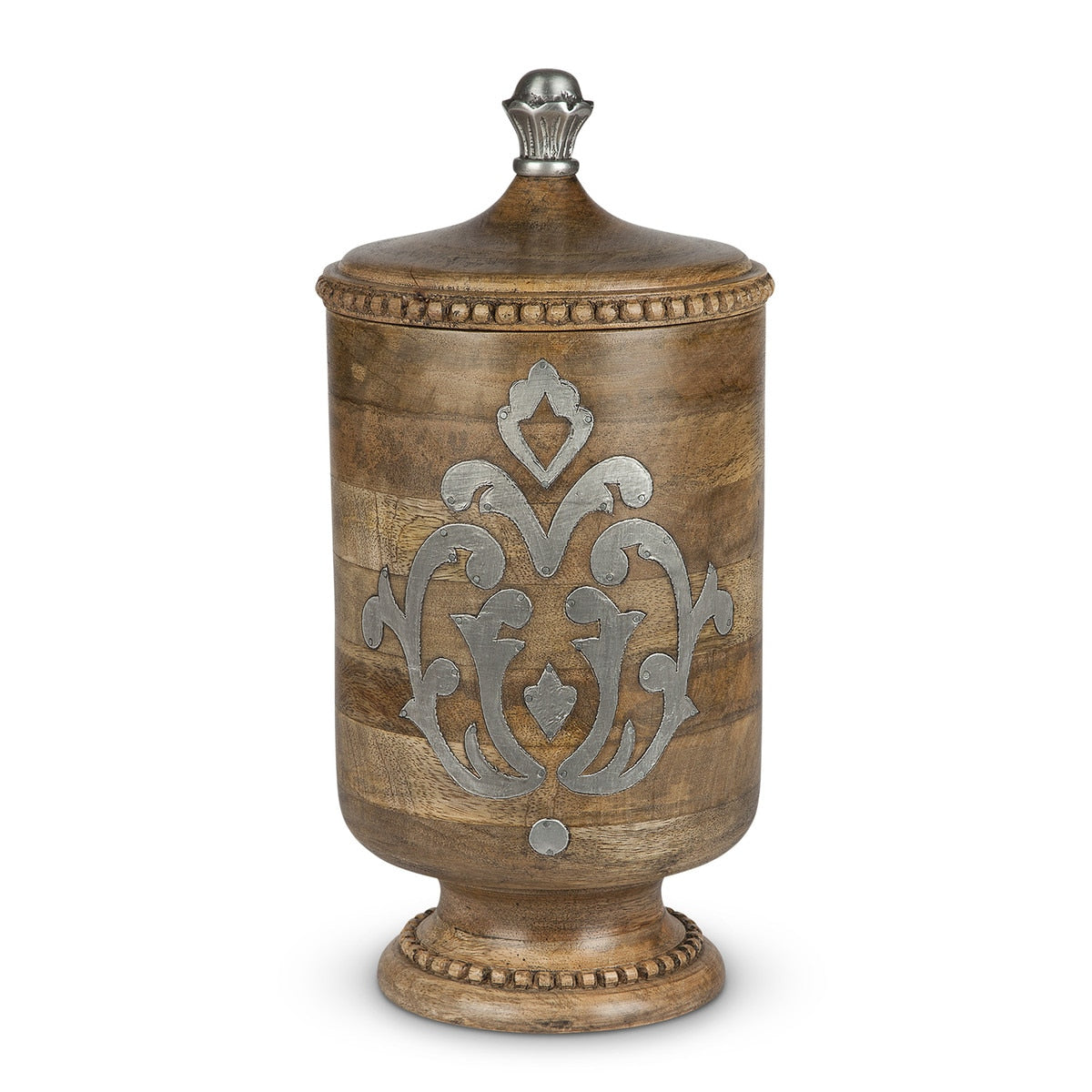 Heritage Inlaid Wood Canister – Decorative Storage Jar