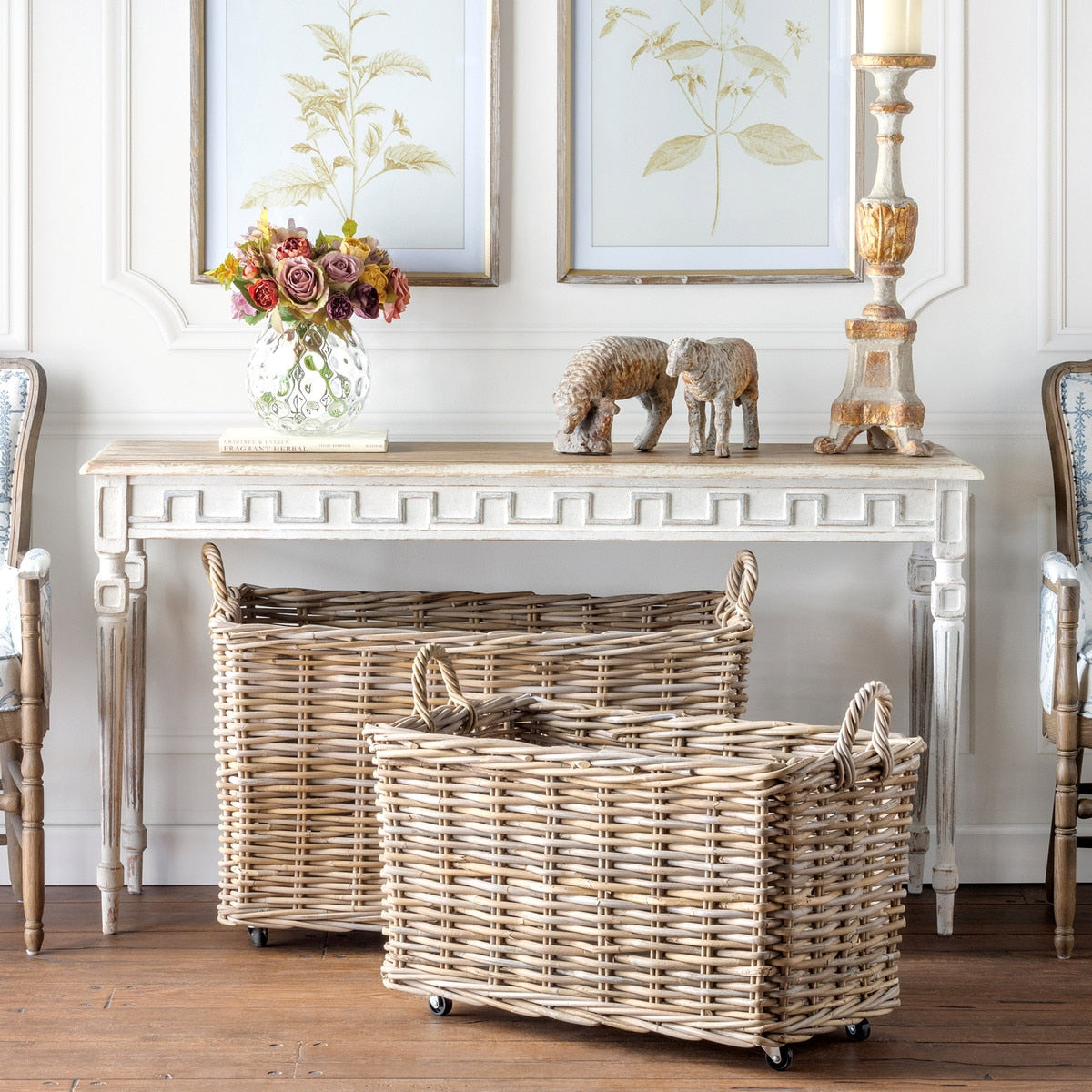 Woven Storage Baskets w/Casters