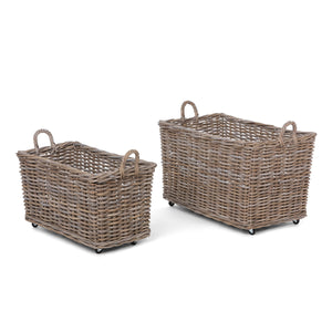 Woven Storage Basket with Casters