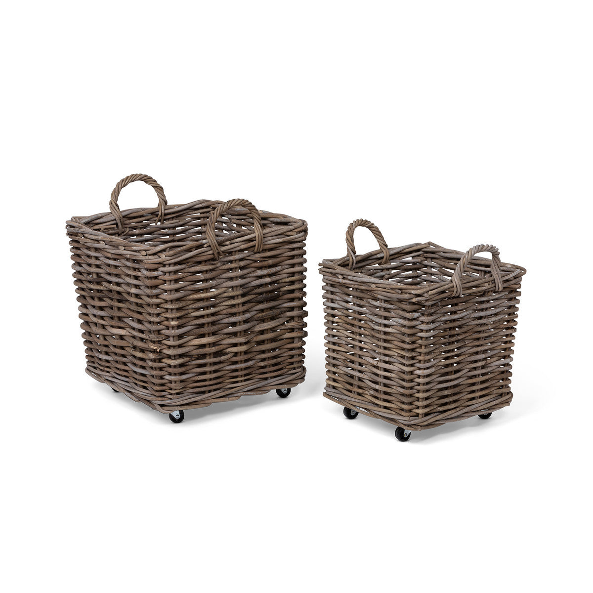 Rattan Square Basket with Casters