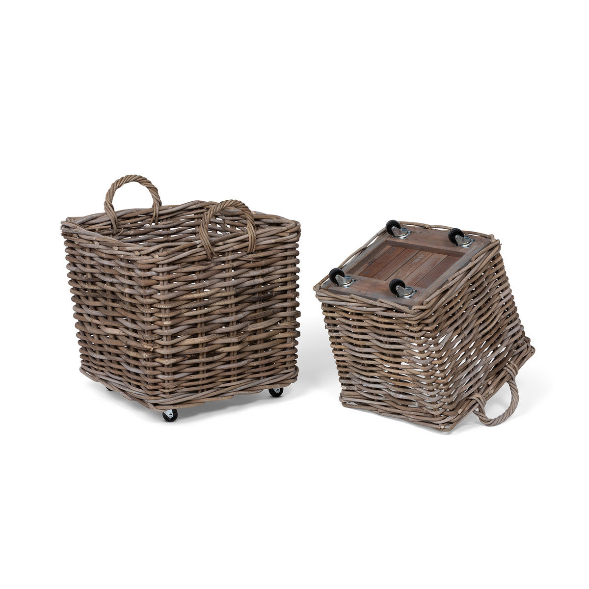Rattan Square Basket with Casters