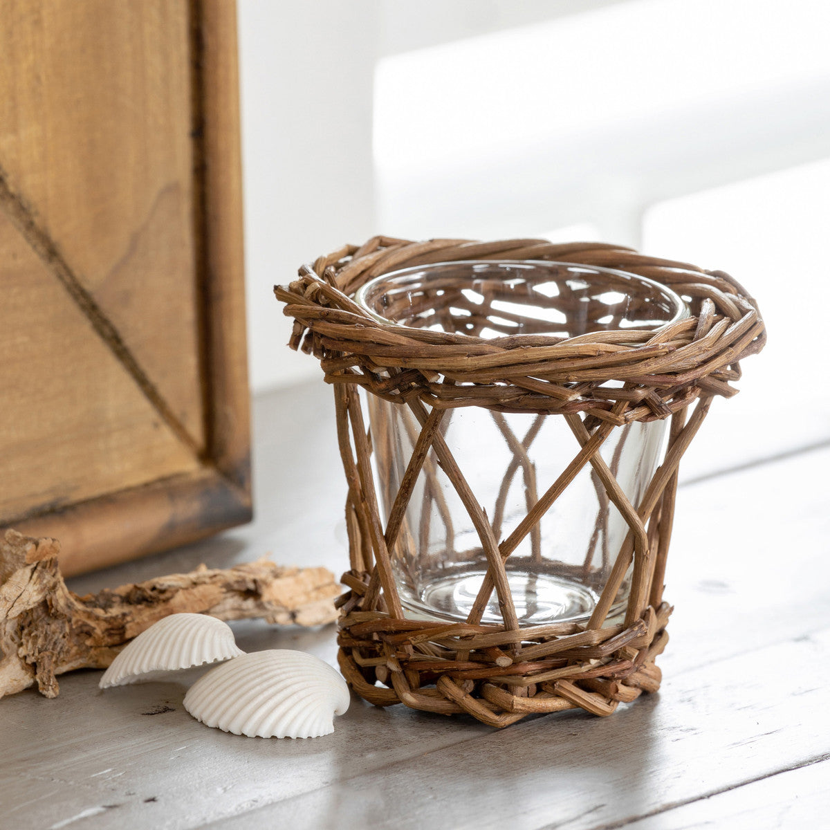 Coastal Breeze Willow Wrapped Votive Holder