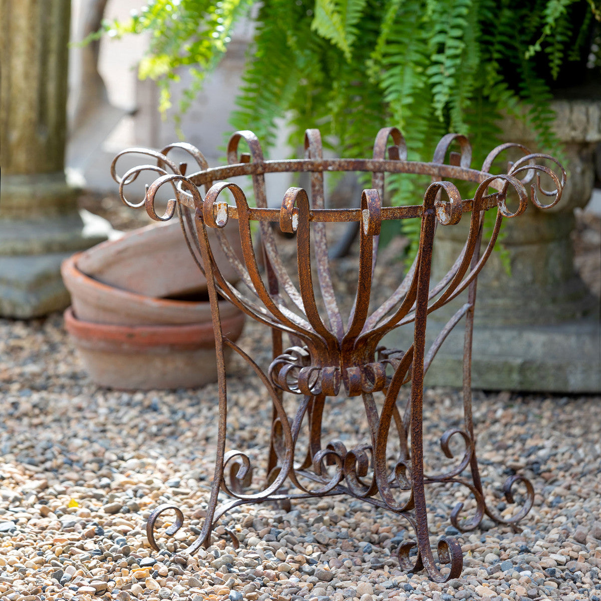 Wrought Iron Plant Stand and Flower Pot Stand For Balcony Outdoor Indoor &  Living Room, Planter Holder for Home and Decor, 4-Pot Stand