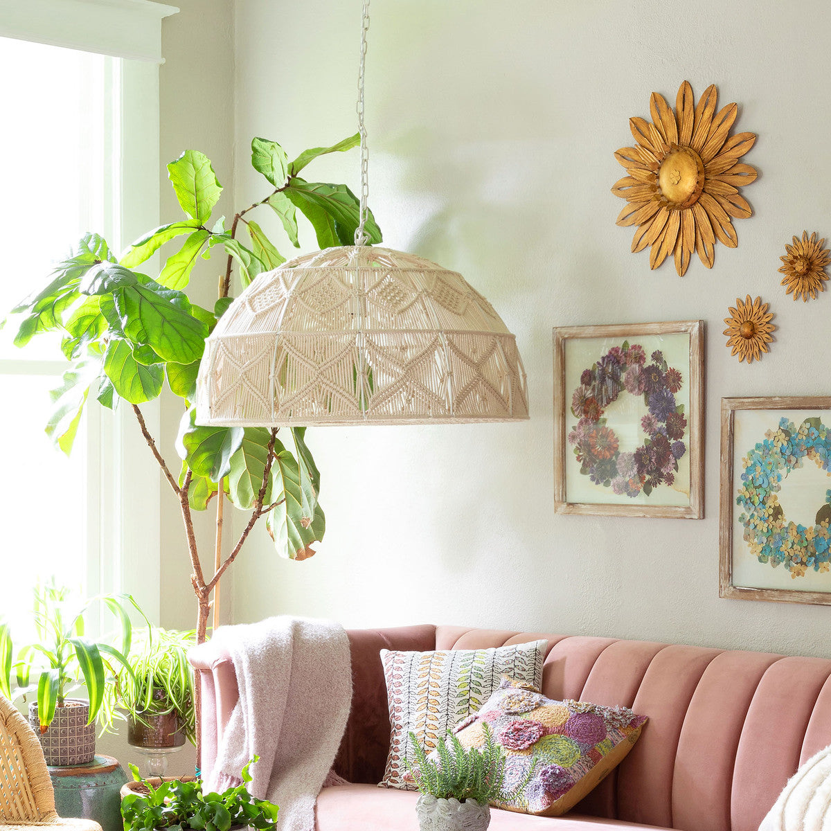 Macrame Dome Pendant Light