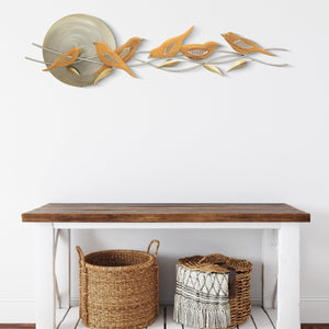 Evening Chorus - Metal and Teak Wall Sculpture