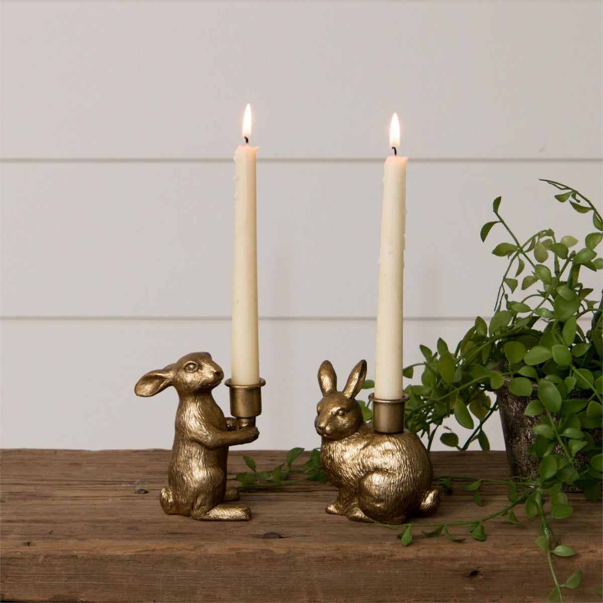 Golden Meadow Bunny Candle Holders