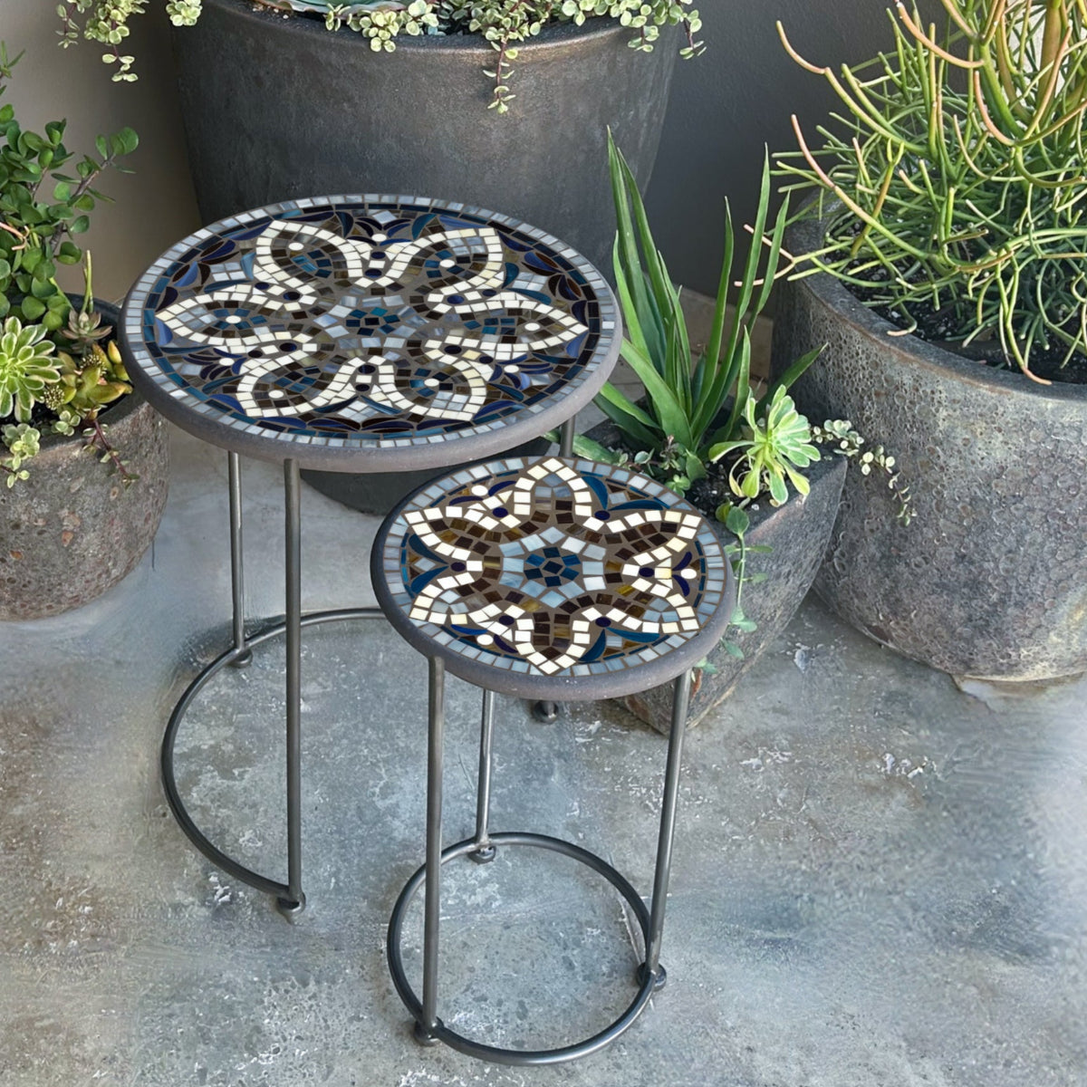 Grigio Mosaic Round Nesting Tables