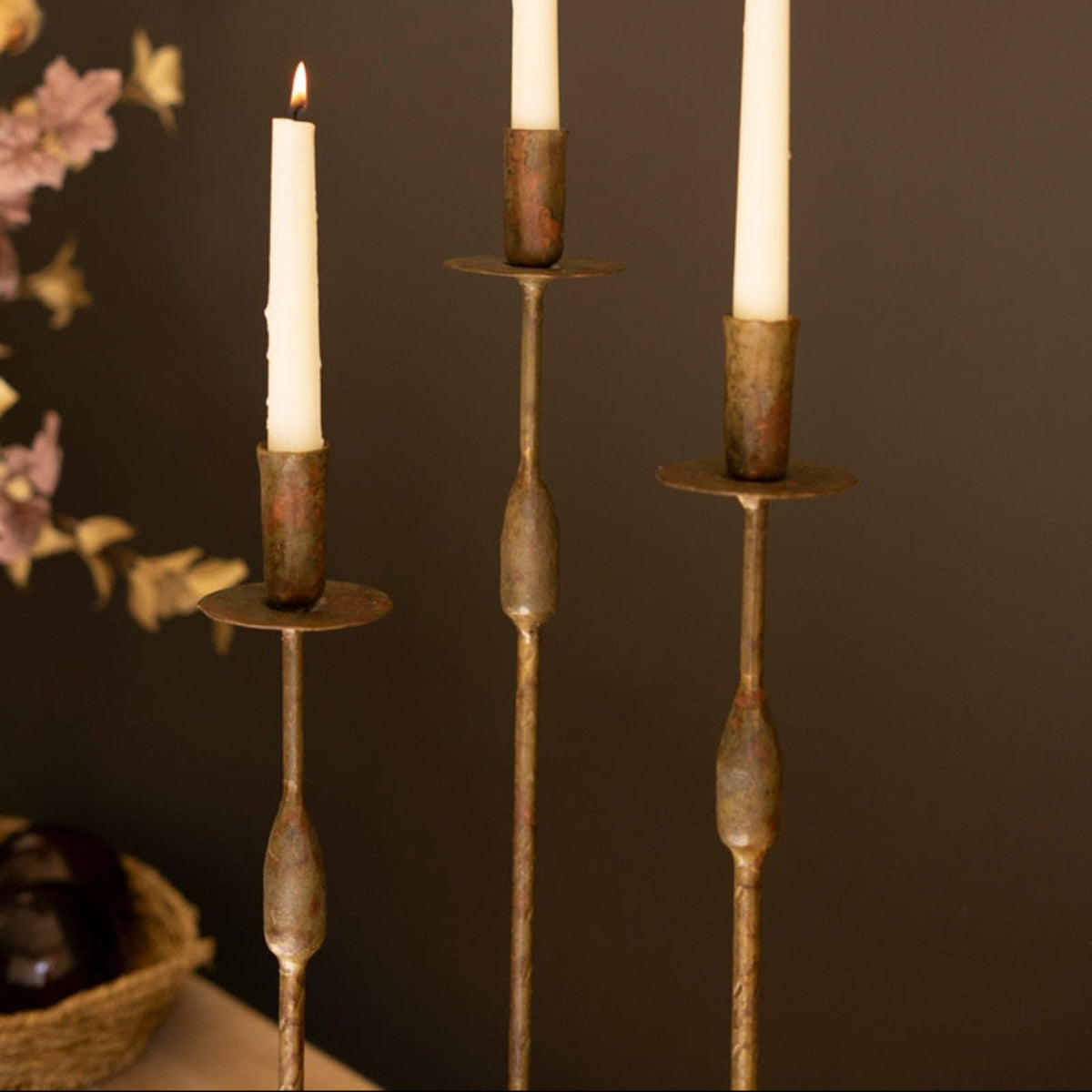 Heritage Forge Taper Candle Holder Set