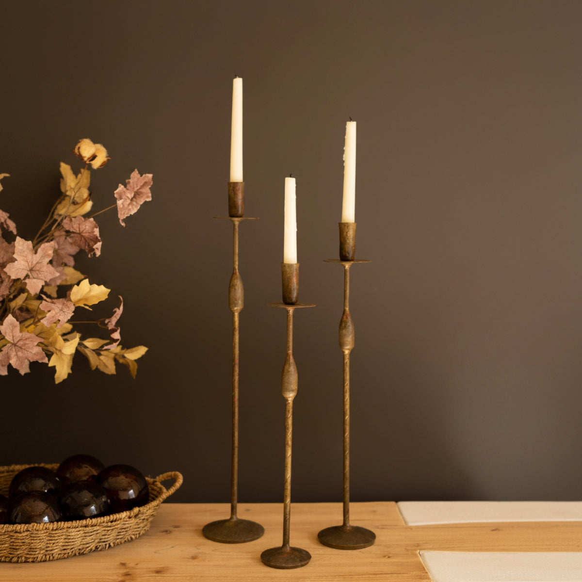 Heritage Forge Taper Candle Holder Set