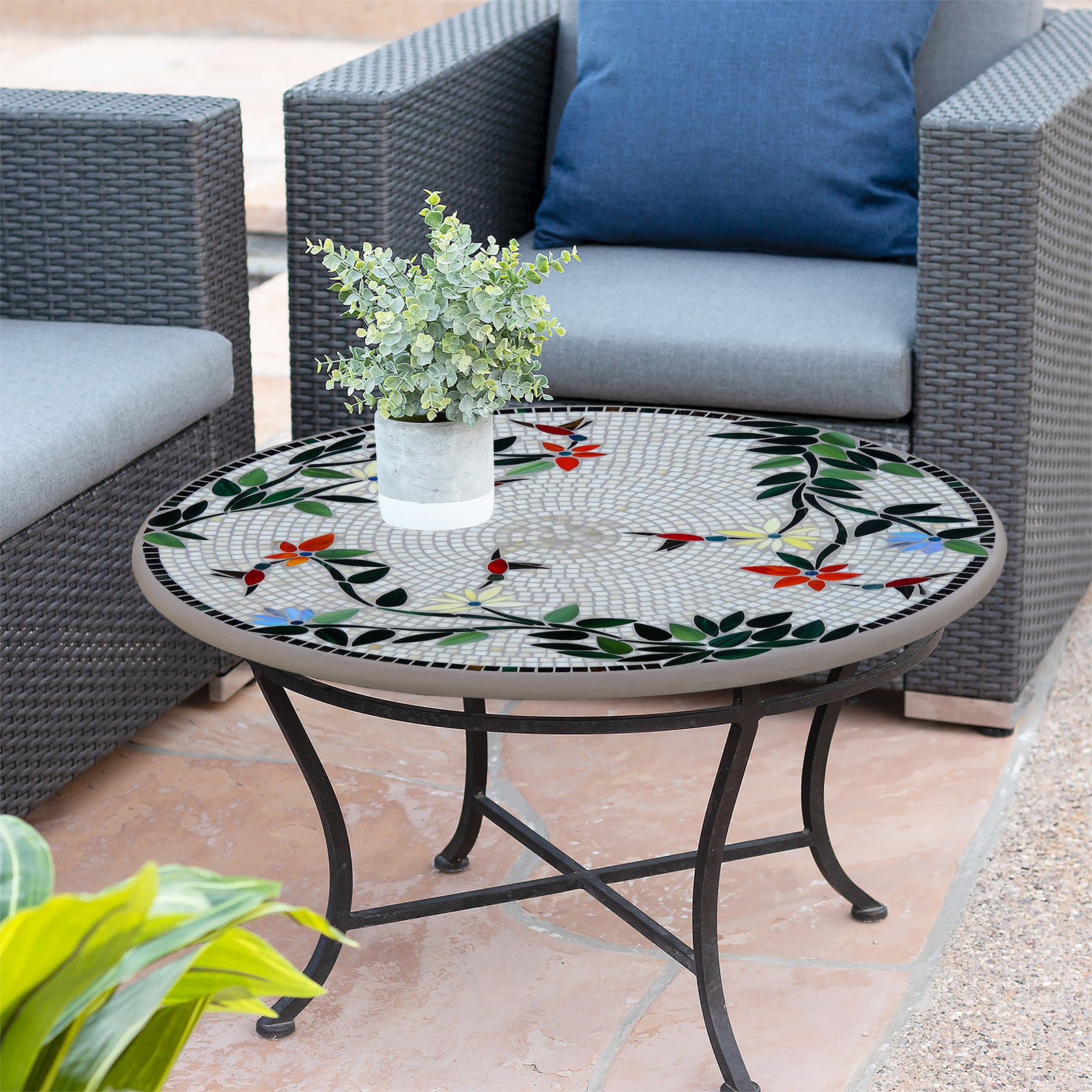 Hummingbird Mosaic Coffee Table - Round