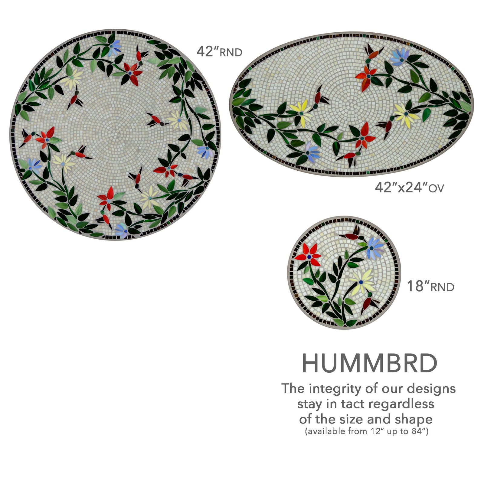 Hummingbird Mosaic Console Table