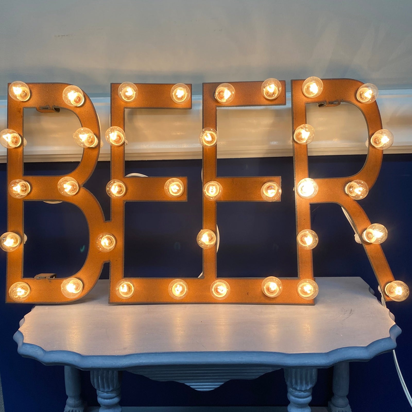 Lighted Metal Sign - Beer-Iron Accents