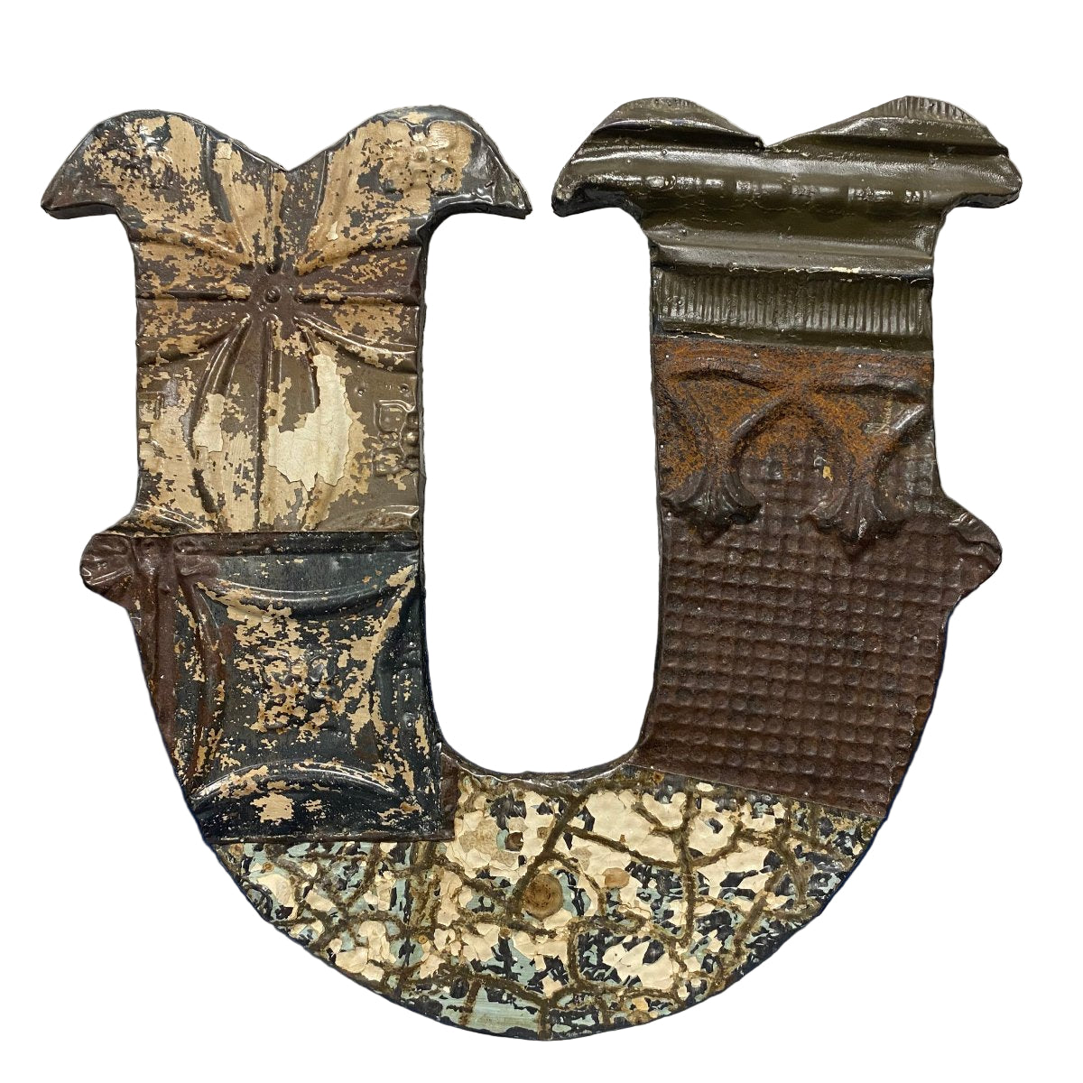Recycled Roofing Tin Letter - U