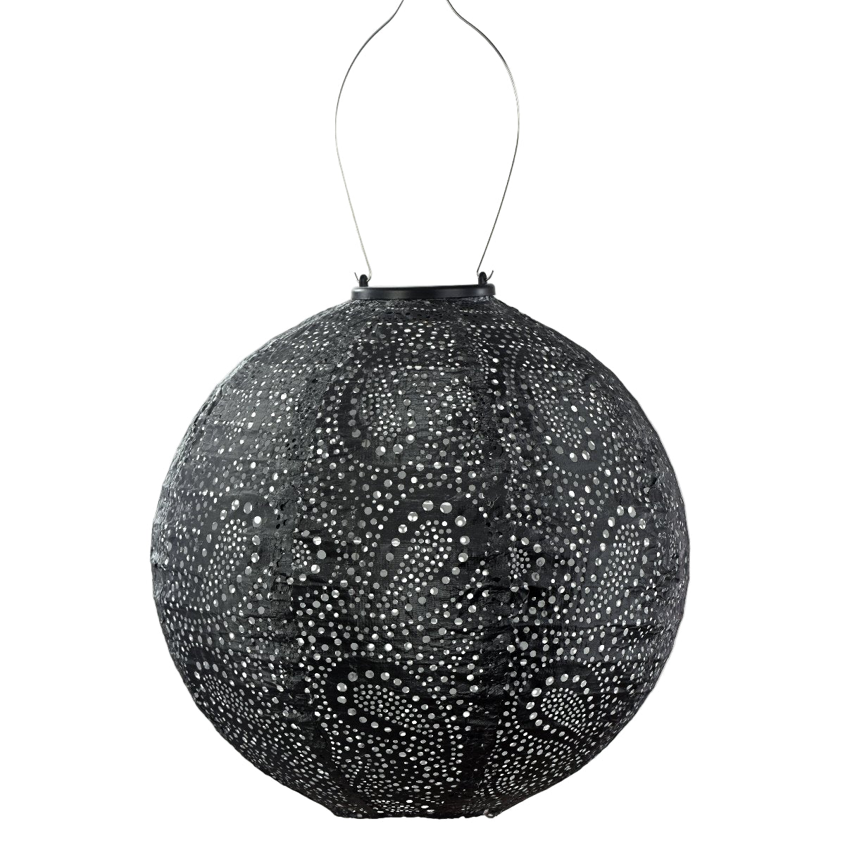 Indoor/Outdoor Round Paisley Lantern - Dark Grey