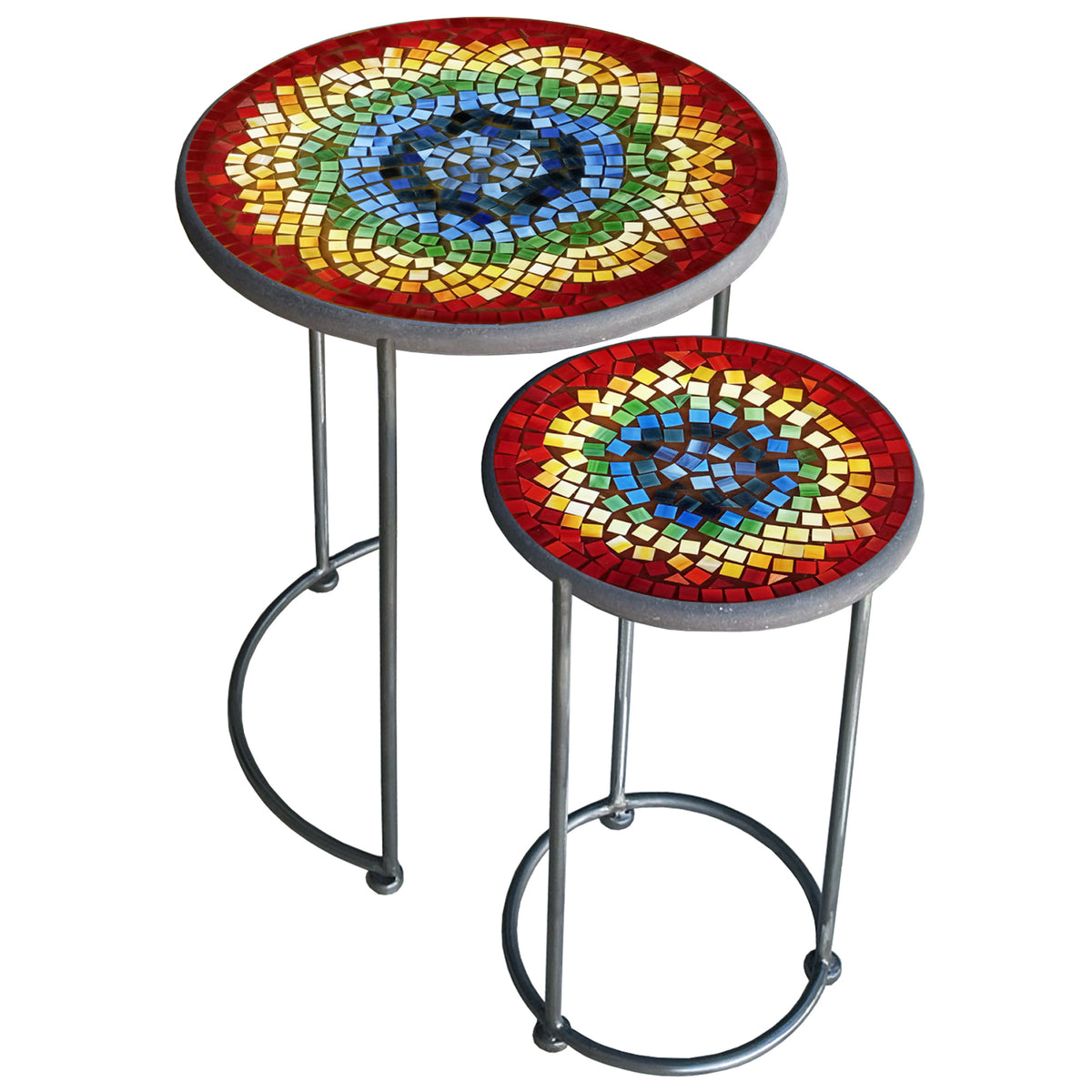 Iris Mosaic Round Nesting Tables