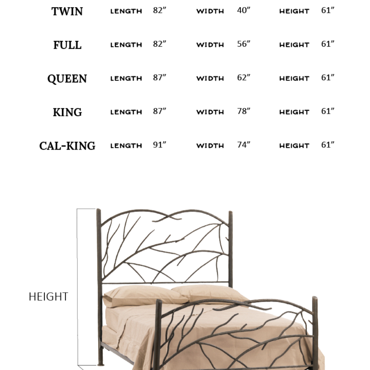 Ironwood Iron Bed Measurements