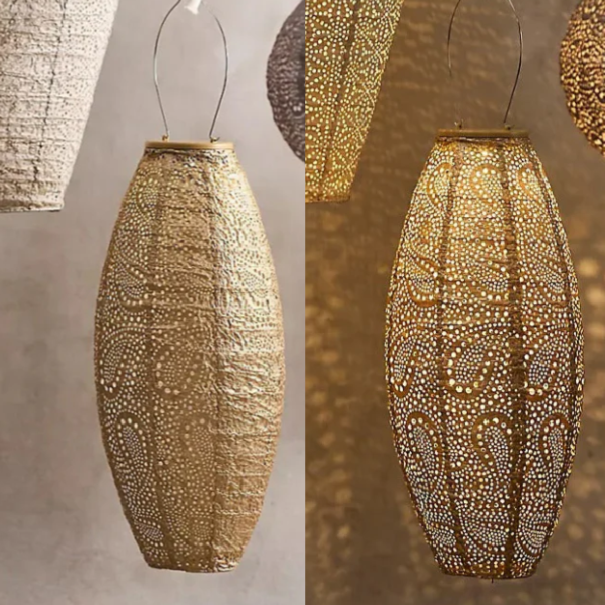 Elliptical Lantern - Gold (Paisley) | Tyvek Hanging Lantern