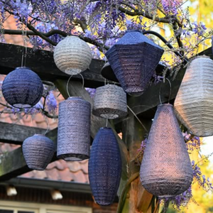 LUM148Cylinder Lantern - Grey Blue Topaze