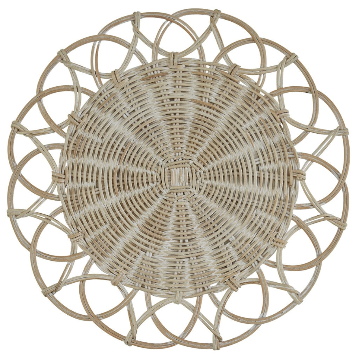 Liora Scalloped Rattan Charger - Oyster