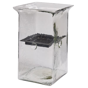 Large Lucent Hammered Glass Candle Cube