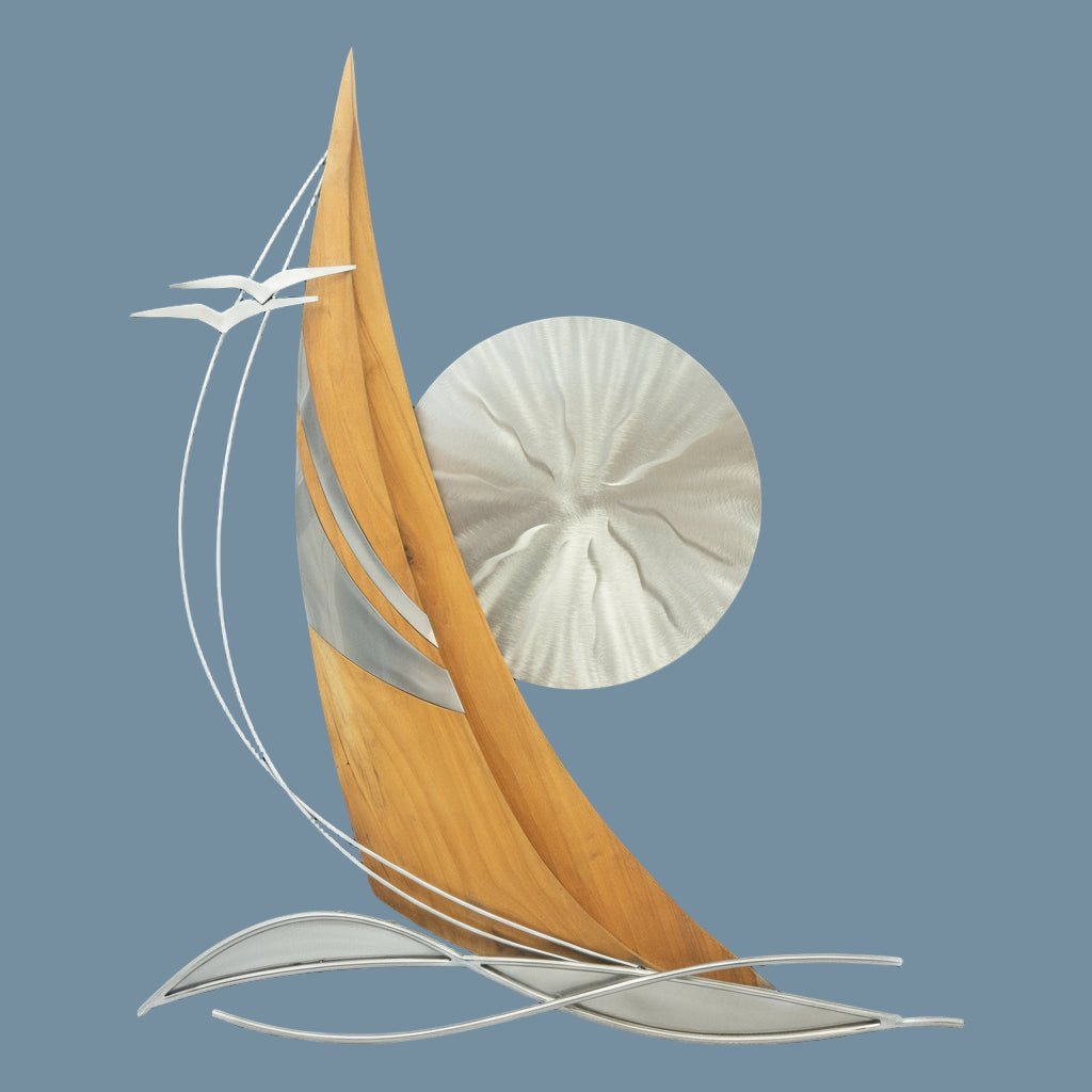 The Solaris Sailboat – Teak & Metal Wall Sculpture
